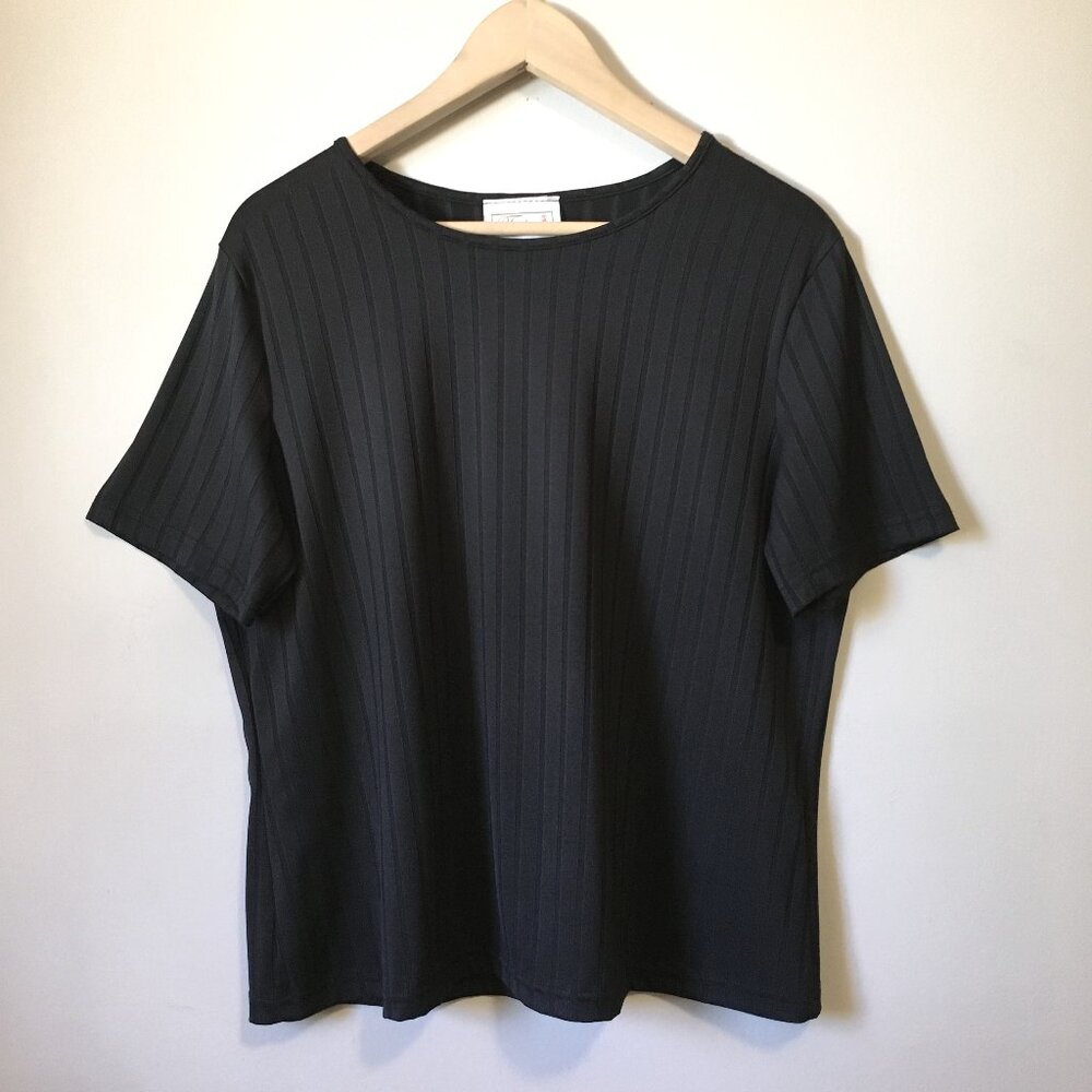 Vintage Tradition Canada Black Ribbed Referee T-Shirt XL Blockette 90s